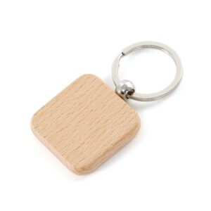 Chaveiro Quadrado de Madeira ZB 6038 | detalhes em metal.