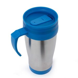 Caneca Inox com Tampa e Bocal 400ml ZB 3889B | Tampa com vedação e bocal com trava de segurança.