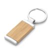 Chaveiro Metal e Bambu Retangular ZB 15003 | frente com detalhe em bambu e verso liso.