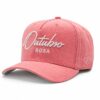 Boné rosa com aba curva e bordado Outubro Rosa em branco