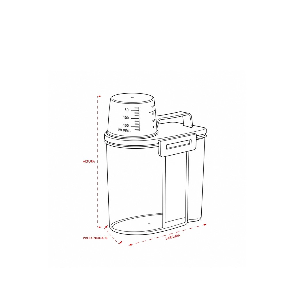 Foto-Dispenser-Multiuso-5L-CB-15444-Imagem-14.jpg Desenho técnico do dispenser com indicações de altura, largura e profundidade
