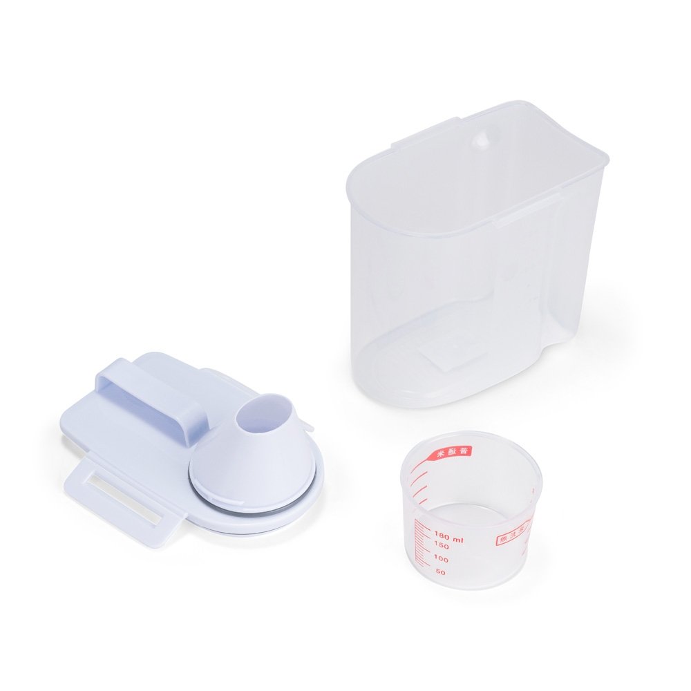 Foto-Dispenser-Multiuso-5L-CB-15444-Imagem-8.jpg Dispenser desmontado com corpo, tampa e copo graduado separados