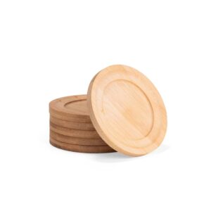 Kit de porta-copos de bambu empilhados, com uma peça apoiada à frente