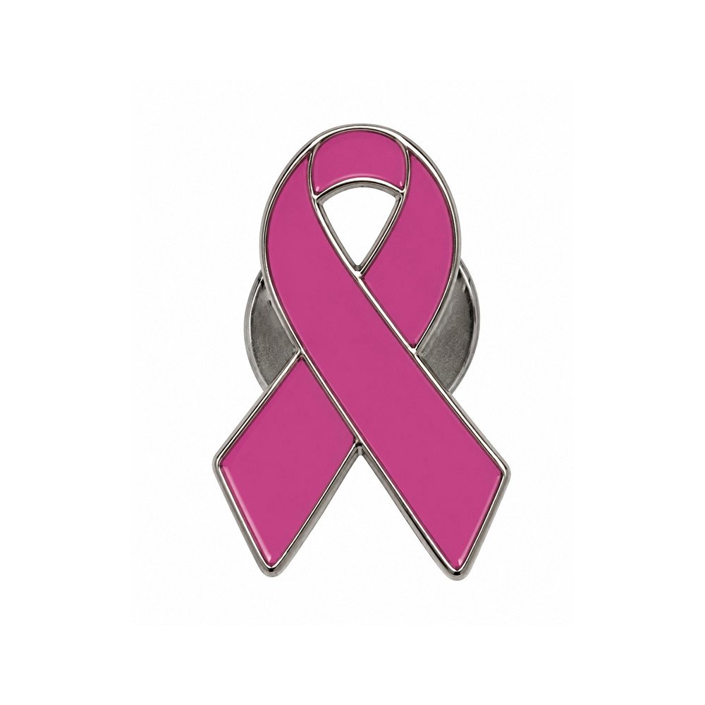 Foto-Pin-Metal-Outubro-Rosa-Imagem-3.jpg Pin metálico em formato de laço rosa, com contorno prateado, sobre fundo branco