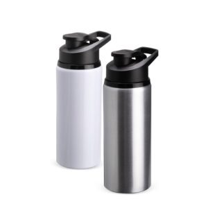 Squeezes de alumínio branco e inox com tampas pretas