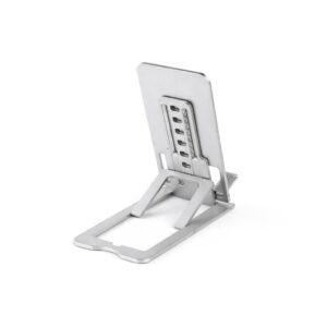 Parte traseira do suporte de celular com estrutura articulada aparente