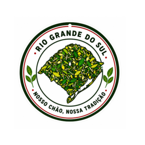 Vira-mate circular com estampa do mapa do Rio Grande do Sul e folhagens